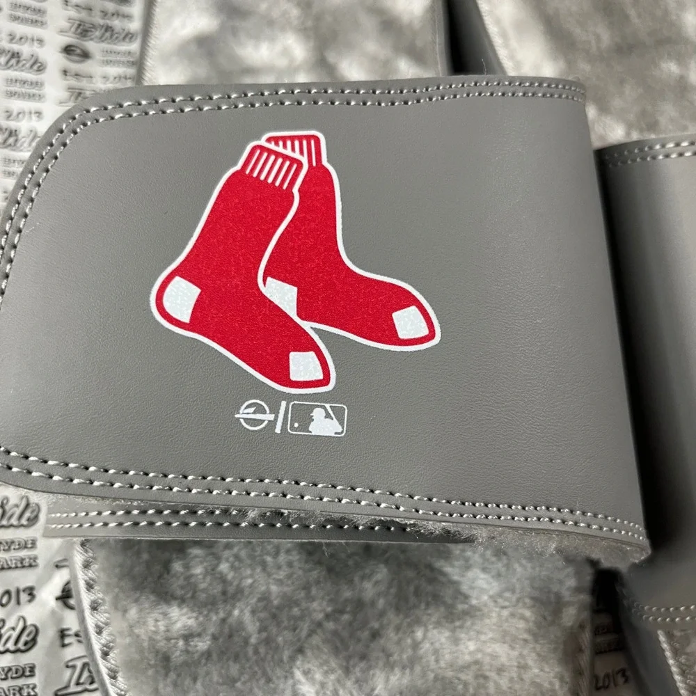 ISlide Boston Red Sox MLB Grey‎ Fur Lined Slide Sandals Mens 13